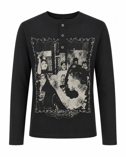 Black Vintage Frame Henley
