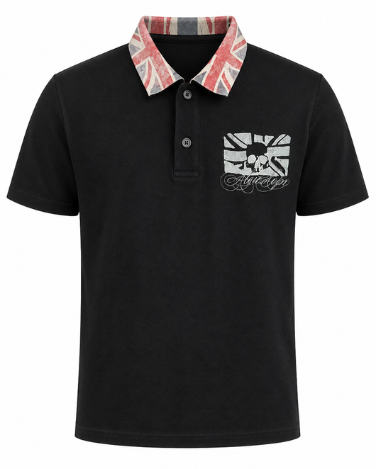 Black Union Jack Collar Polo